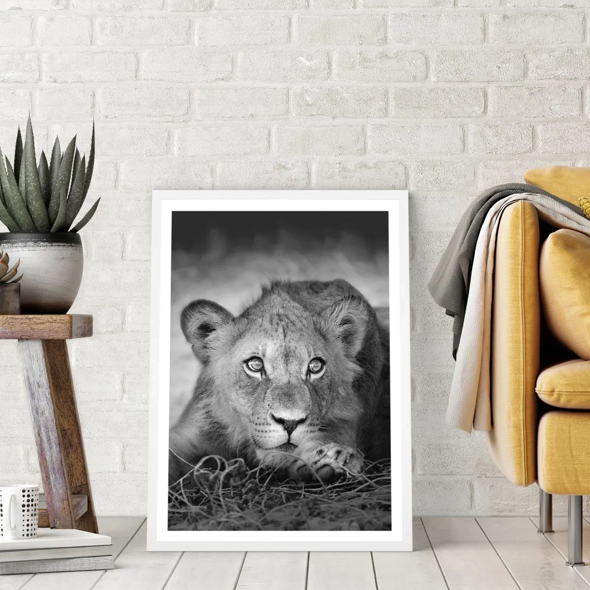 Plakat w białej ramie - Królewskie szczenię - 50x70 cm