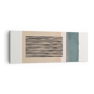 Obraz na płótnie - Minimalistyczne formy geometryczne w beżowych i zielonych odcieniach - 140x50cm - Wszystko w porządku - Nowoczesna dekoracja ścienna do salonu i sypialni ARTTOR