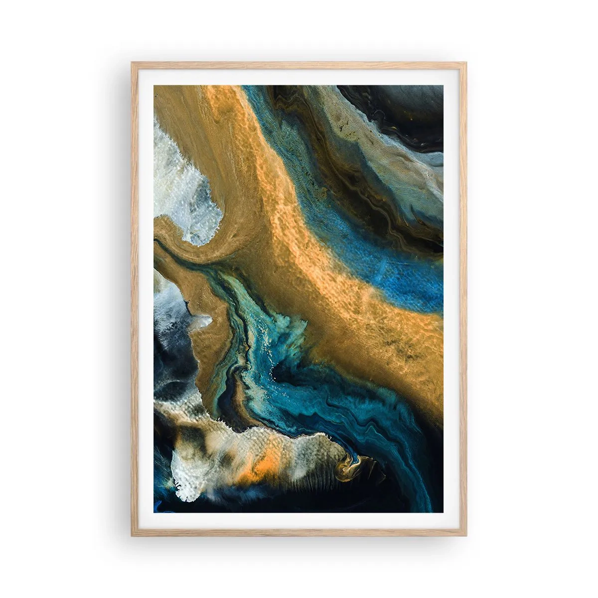 Plakat w ramie jasny dąb - Niebieski – zółty – wzajemne wpływy - 70x100 cm