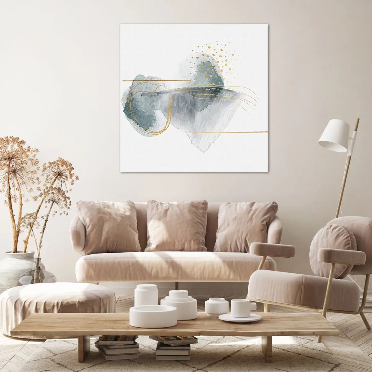 Obraz na płótnie - O związkach szarości i złota - 70x70 cm