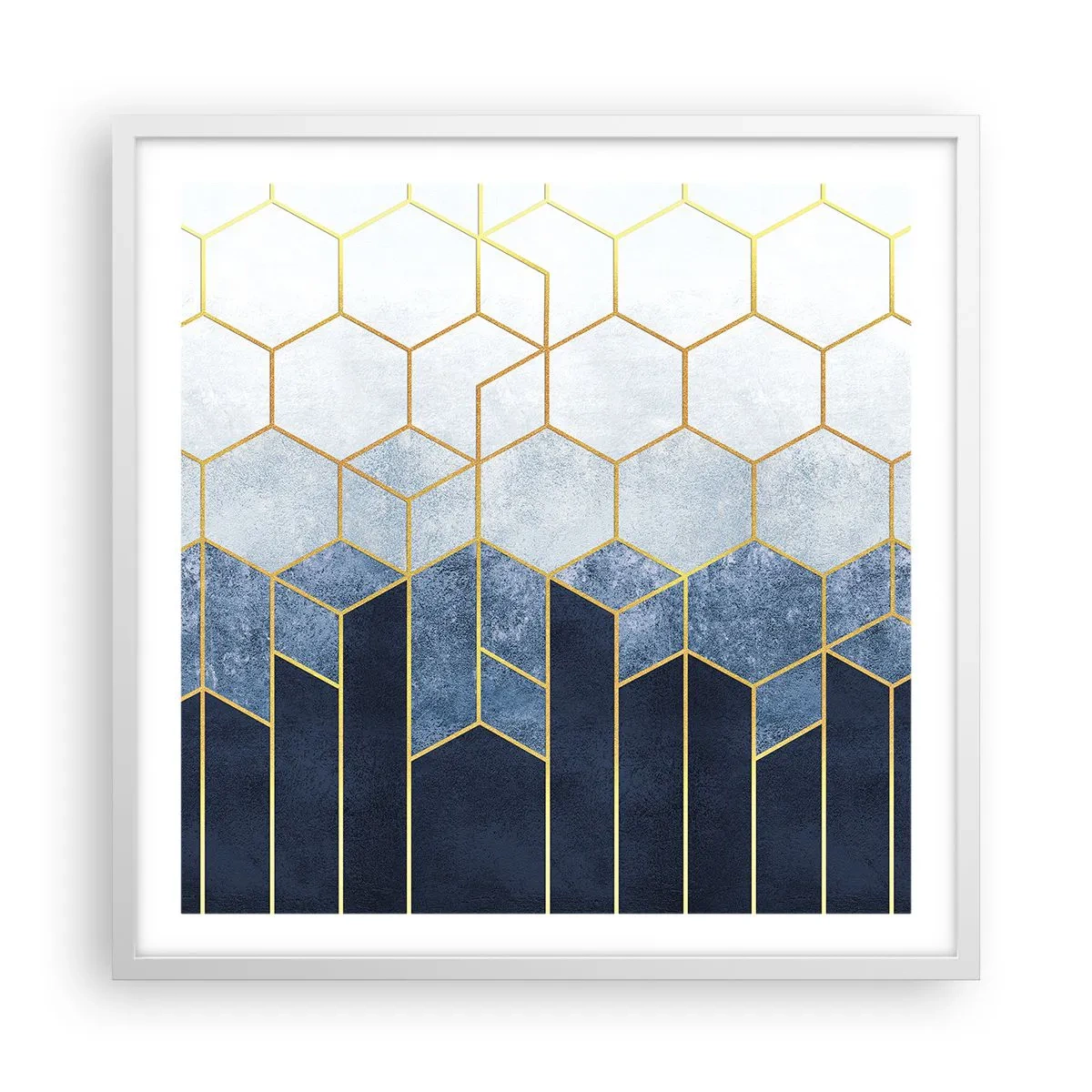 Plakat w białej ramie - Kompozycja w synkopowym rytmie - 60x60 cm