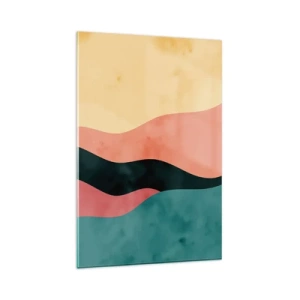 Obraz na szkle - Abstrakcyjne fale w pastelowych barwach - 80x120cm - Zgodna niezgodność - Nowoczesna dekoracja ścienna do salonu i sypialni ARTTOR