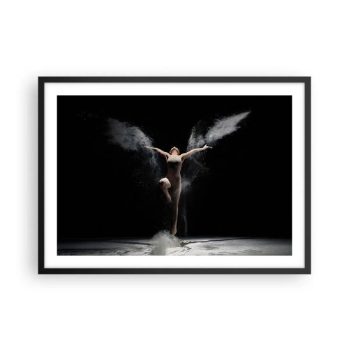 Plakat w czarnej ramie - Tancerka w ruchu z efektownym pyłem na czarnym tle - 70x50cm - Elfy istnieją - Nowoczesna dekoracja ścienna do salonu i sypialni ARTTOR