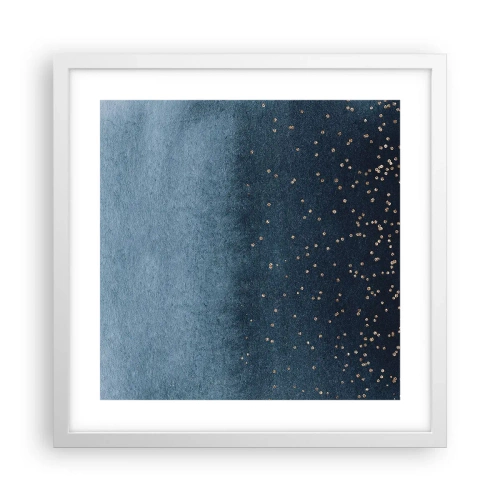 Plakat w białej ramie - Kompozycja – niebieskie fazy - 40x40 cm