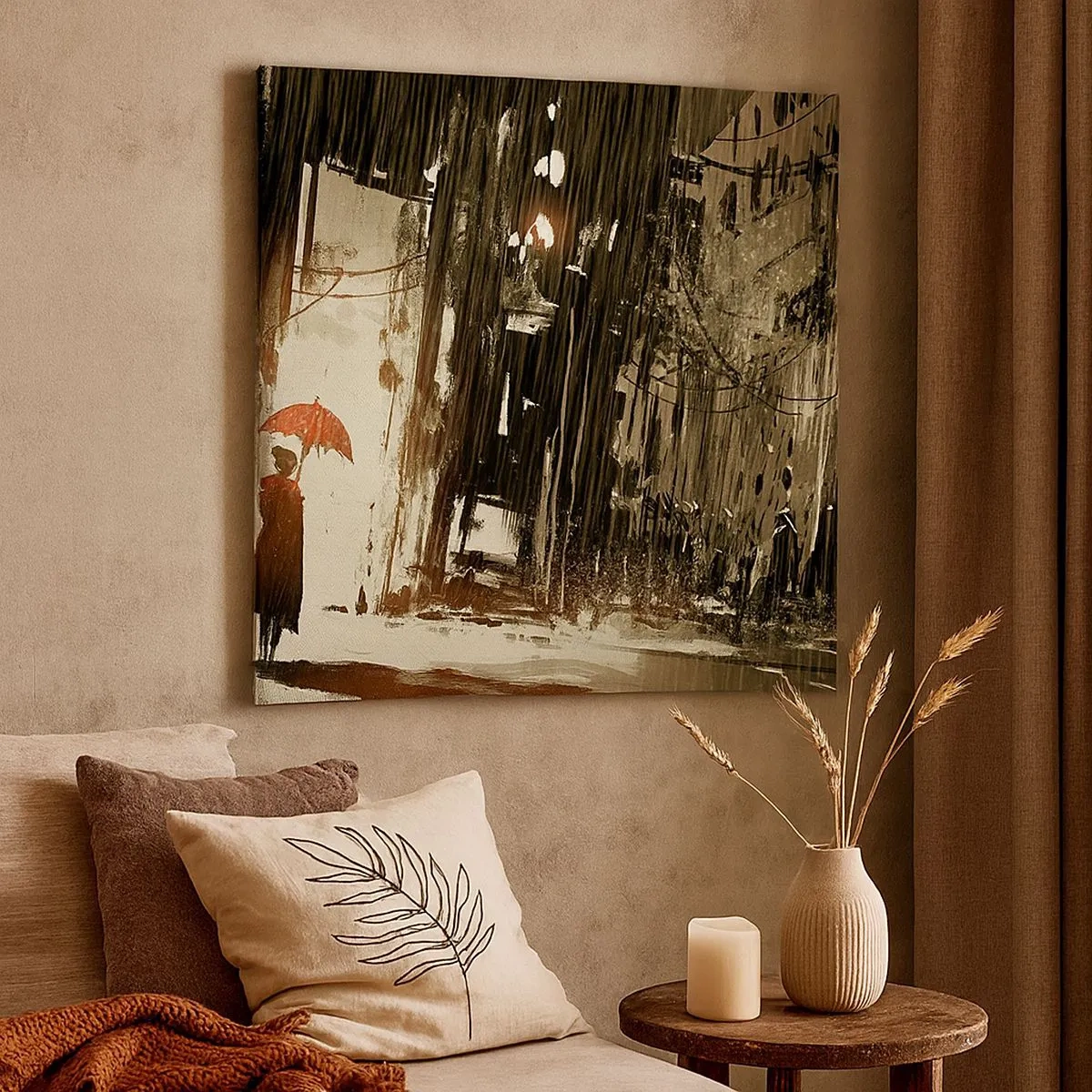 Obraz na płótnie - Poezja czerwonego parasola - 30x30 cm