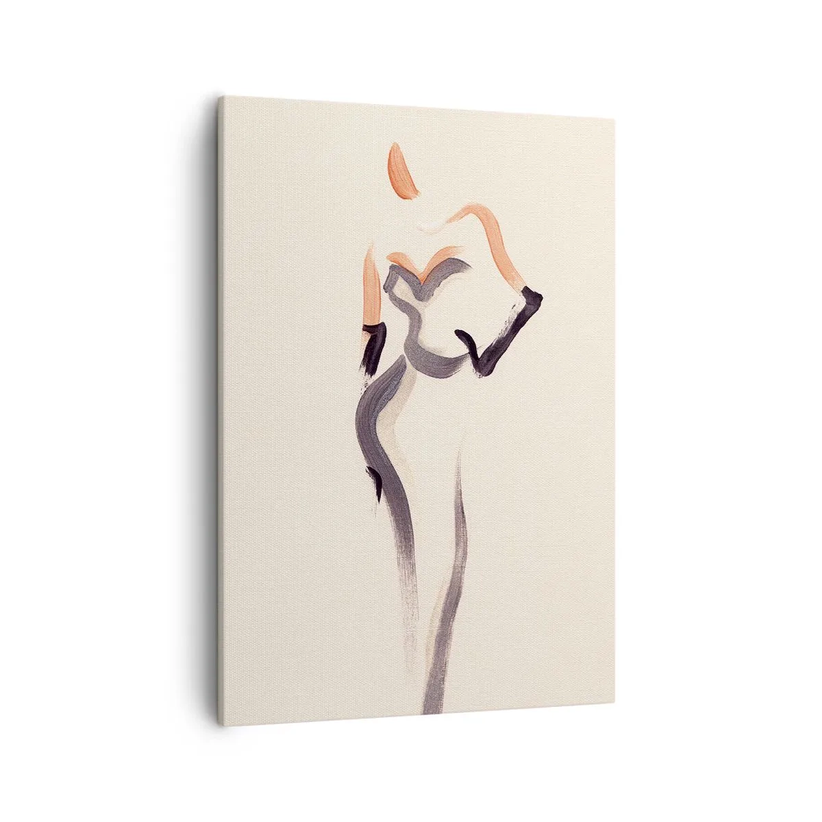 Obraz na płótnie - Minimalistyczna sylwetka kobiety w eleganckiej sukni - 50x70cm - Ze złotych lat Hollywood - Nowoczesna dekoracja ścienna do salonu, kuchni i sypialni ARTTOR