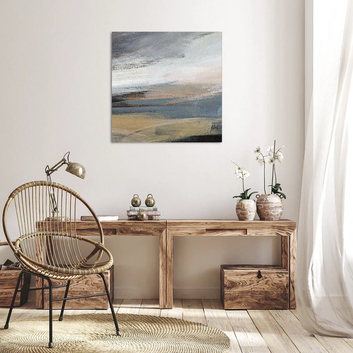 Obraz na płótnie - Abstrakcja: pejzaż północny - 40x40 cm