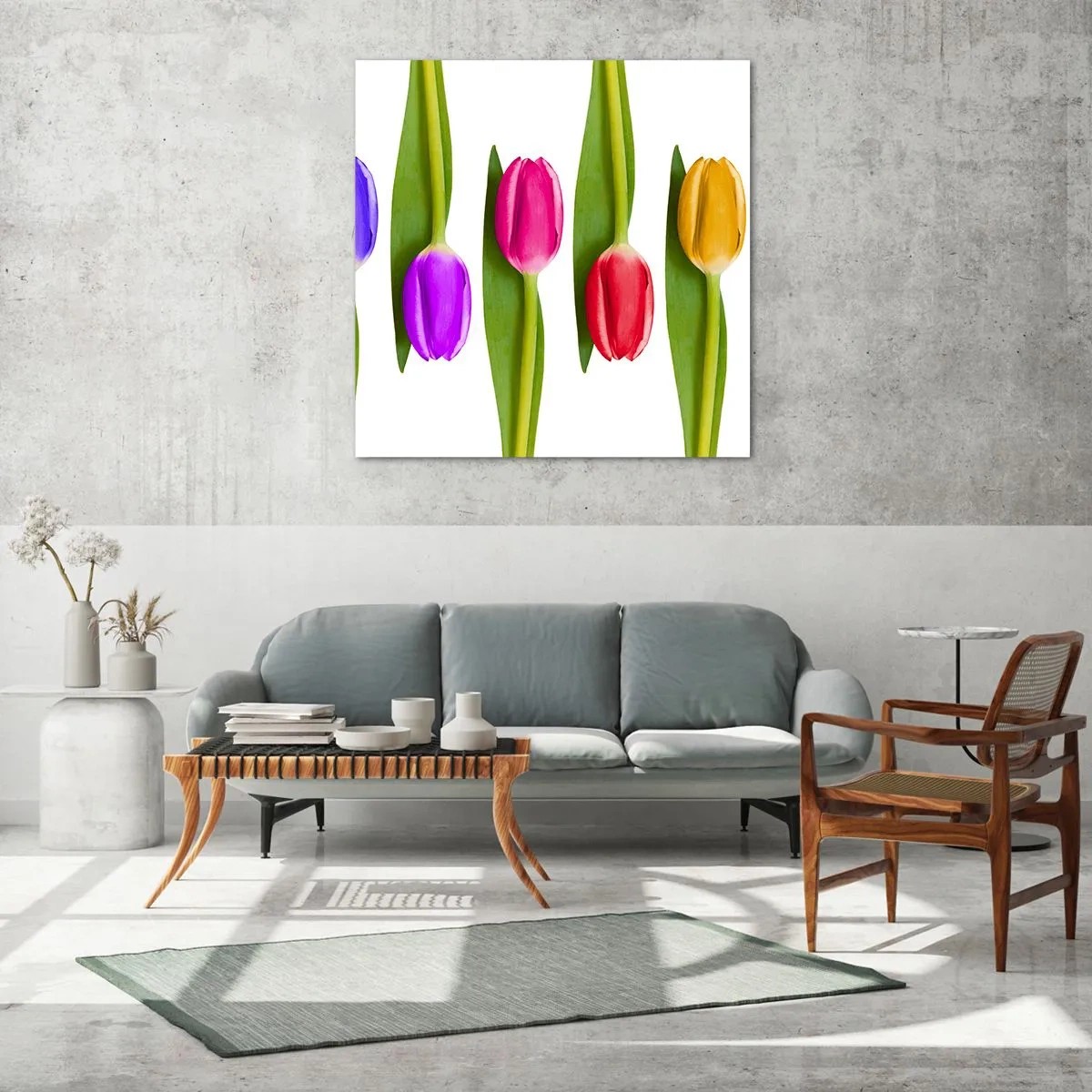 Obraz na szkle - Tęczowa kompozycja - 70x70 cm