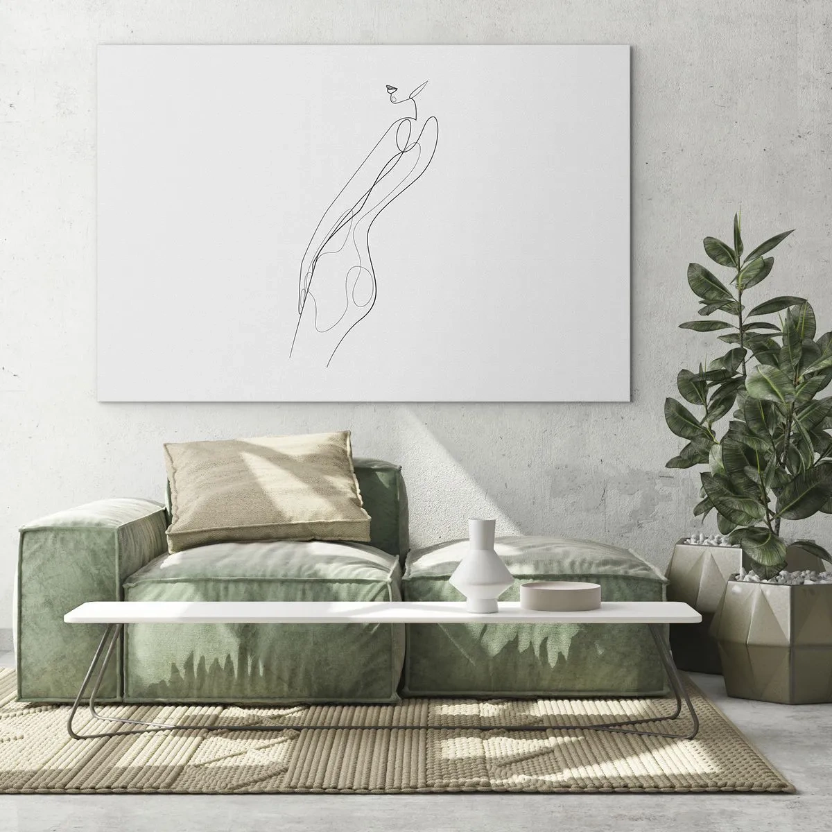 Obraz na szkle - Minimalistyczna kreska przedstawiająca kobiecą sylwetkę - 70x50cm - Zaledwie obietnica - Nowoczesna dekoracja ścienna do salonu i sypialni ARTTOR