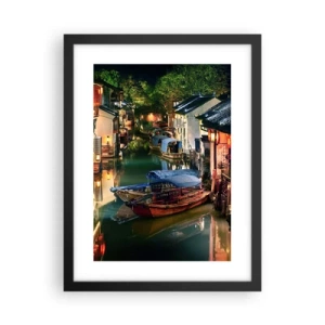 Plakat w czarnej ramie - Wieczór na chińskiej ulicy - 30x40 cm