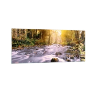 Obraz na szkle - Malachit w srebrno-złotej oprawie - 100x40 cm