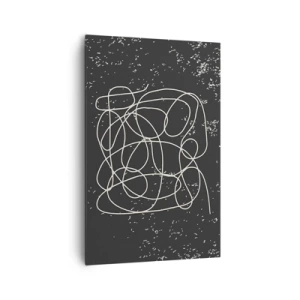 Obraz na płótnie - Abstrakcyjna linia na czarnym tle z drobnymi detalami - 80x120cm - Błądzenie myśli - Nowoczesna dekoracja ścienna do salonu i sypialni ARTTOR