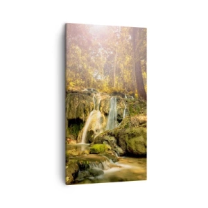 Obraz na płótnie - Leśna kaskada w zieleni - 45x80 cm