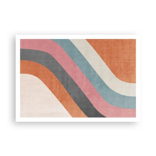 Plakat - Kolorowe pasy w stylu retro - 100x70cm - Kompozycja diagonalna – ruch - Nowoczesna dekoracja ścienna do salonu i sypialni ARTTOR