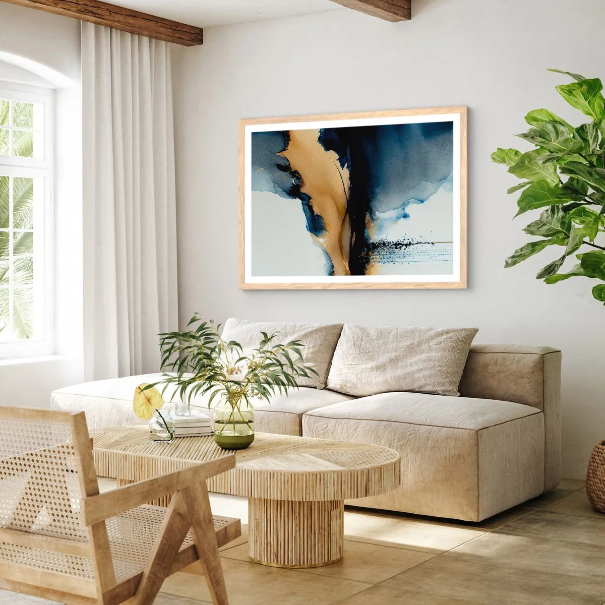 Plakat w ramie jasny dąb - Za zasłoną - 100x70 cm