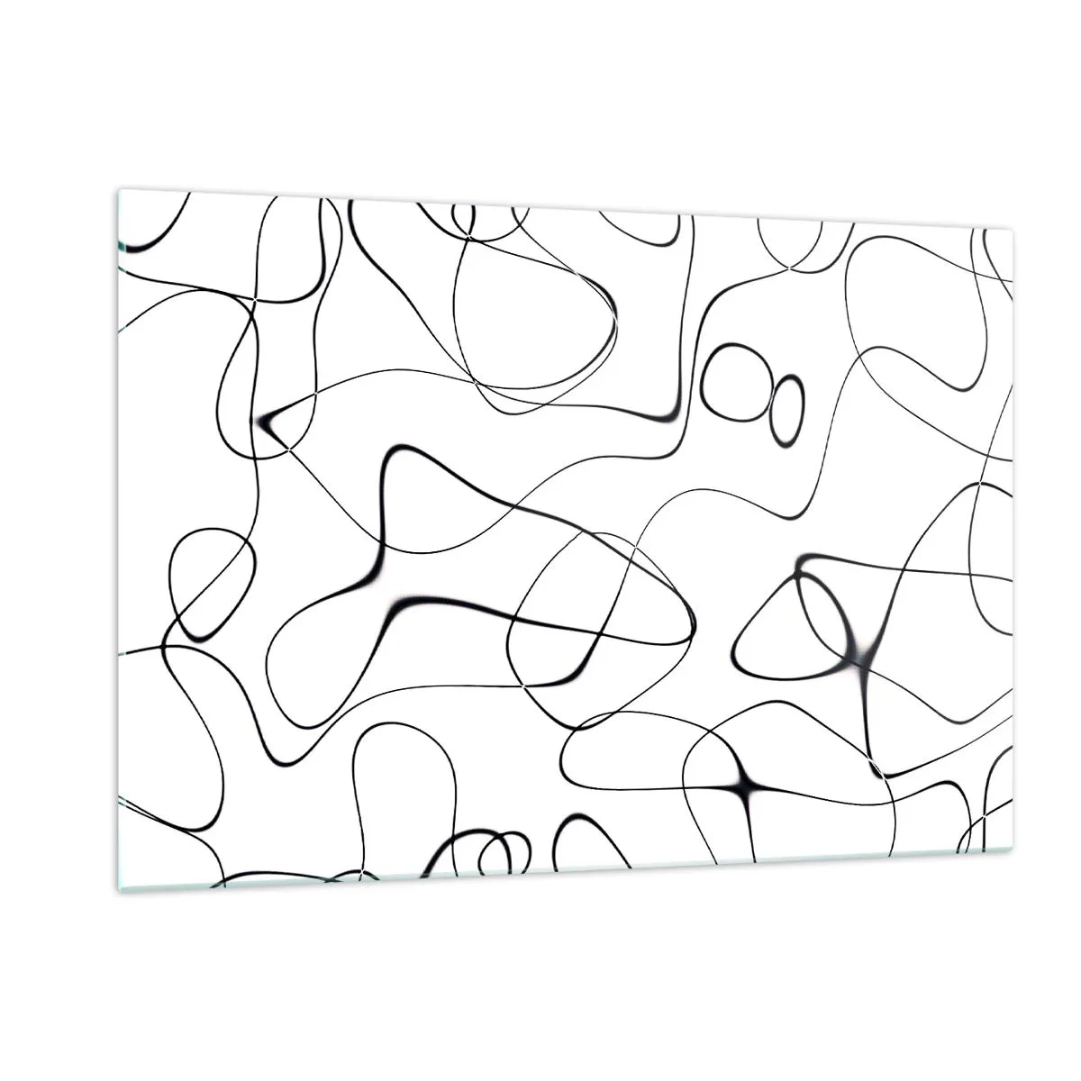 Obraz na szkle - Abstrakcyjne czarne linie na białym tle - 120x80cm - Ścieżki życia, koleje losu - Nowoczesna dekoracja ścienna do salonu, kuchni i sypialni ARTTOR