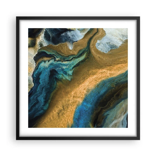 Plakat w czarnej ramie - Niebieski – zółty – wzajemne wpływy - 50x50 cm