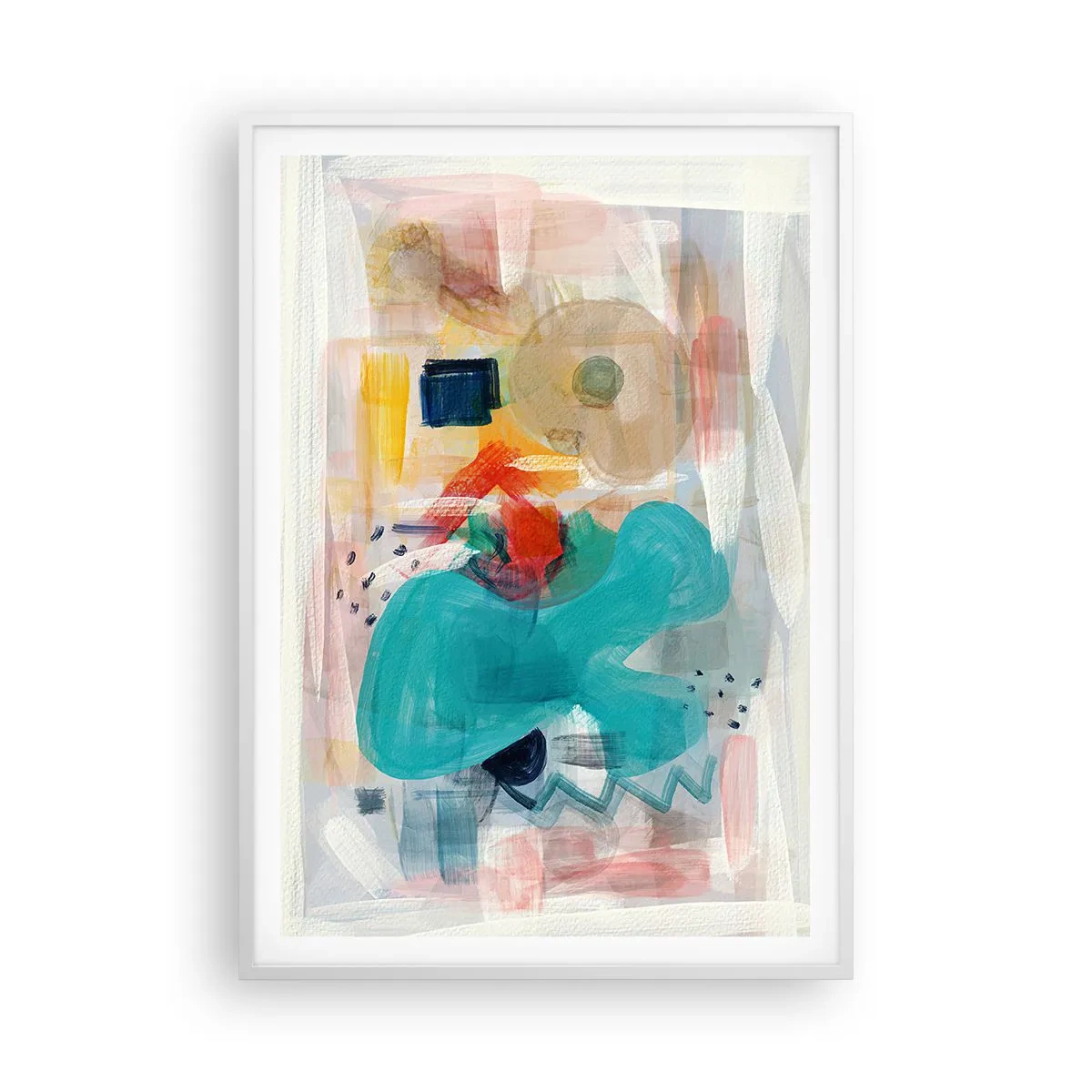 Plakat w białej ramie - Kolorowa gra - 70x100 cm