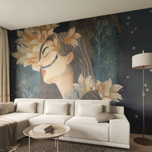 Fototapeta Samoprzylepna Deluxe Sticker - Baśń o królewnie z liliami - Abstrakcja, Kobieta, Kwiaty - 100x70 cm