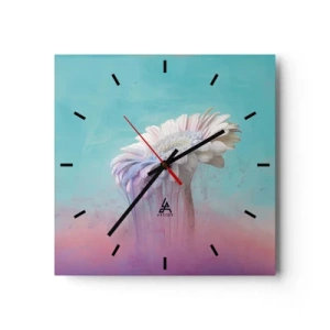 Zegar ścienny - Pastelowa gerbera z efektem rozmycia - 30x30cm - Zaświaty kwiatów - Nowoczesna dekoracja ścienna do salonu i sypialni ARTTOR