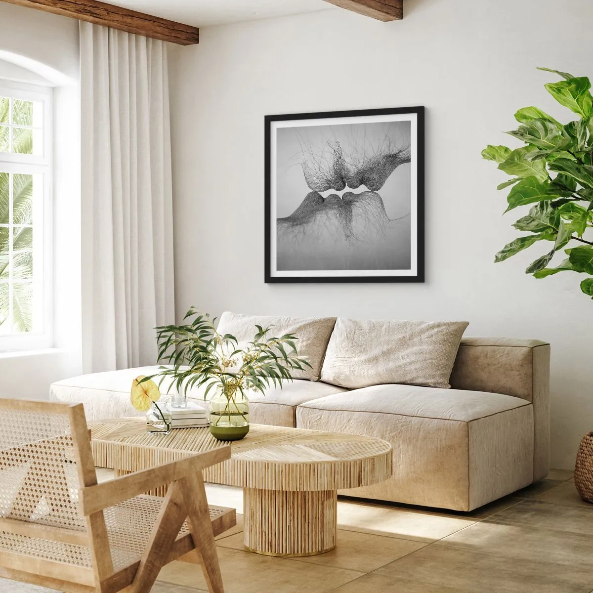 Plakat w czarnej ramie - Pocałunek wiatru - 30x30 cm