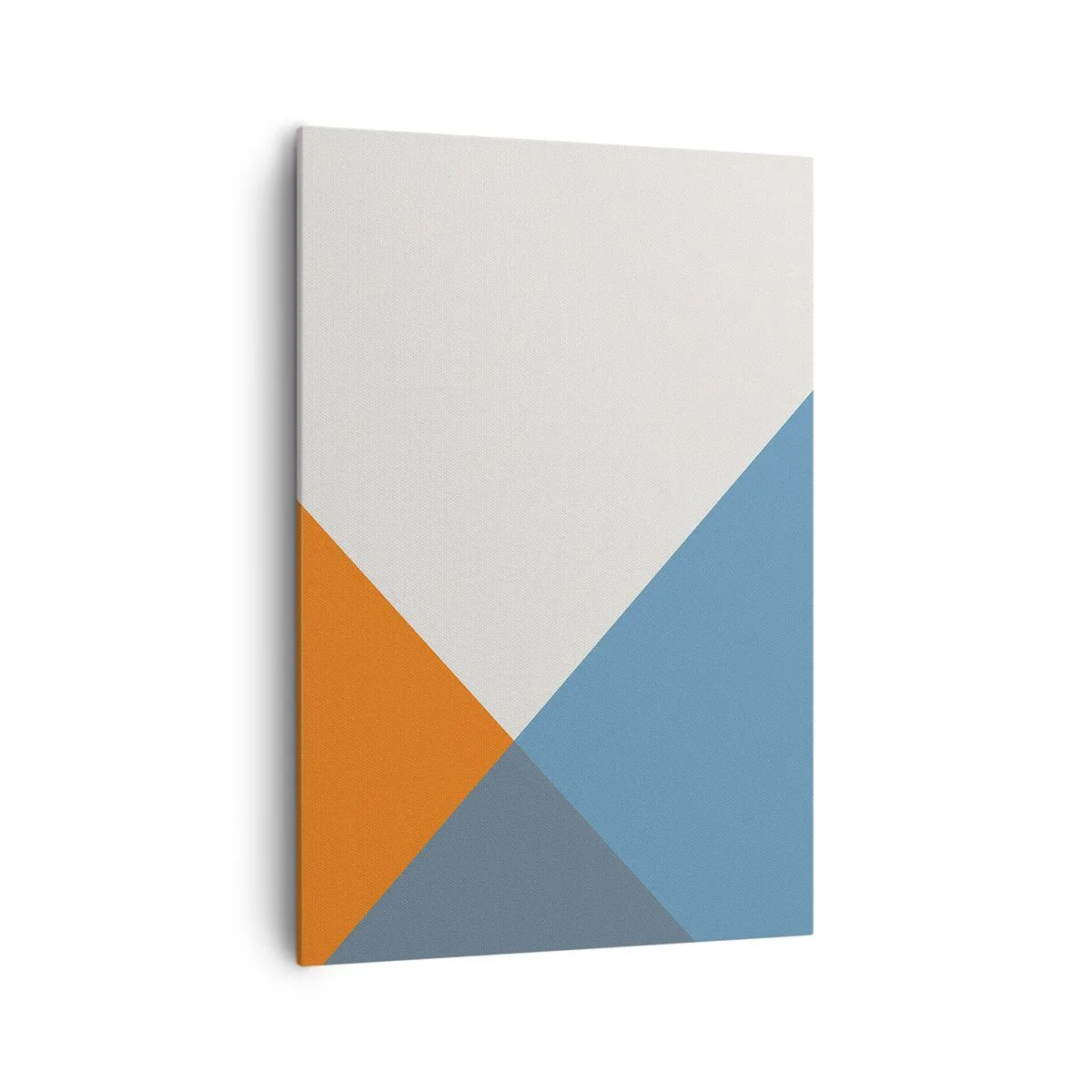 Obraz na płótnie - Geometryczne trójkąty w odcieniach błękitu i pomarańczy - 70x100cm - Pod kątem… - Nowoczesna dekoracja ścienna do salonu i sypialni ARTTOR