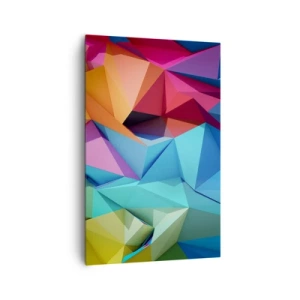 Obraz na płótnie - Kolorowa abstrakcja geometryczna w żywych barwach - 80x120cm - Tęczowe origami - Nowoczesna dekoracja ścienna do salonu i sypialni ARTTOR