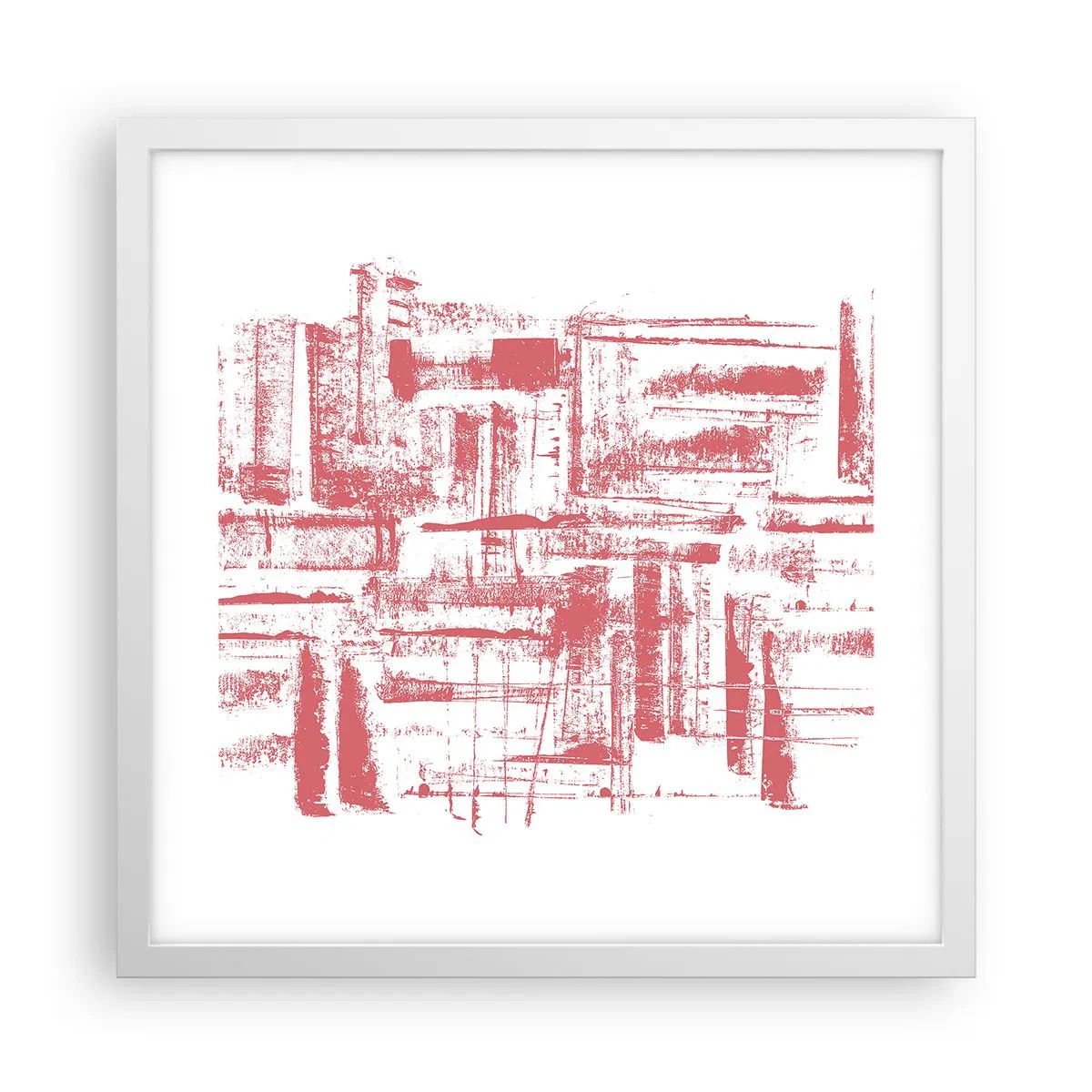 Plakat w białej ramie - Czerwone miasto - 40x40 cm