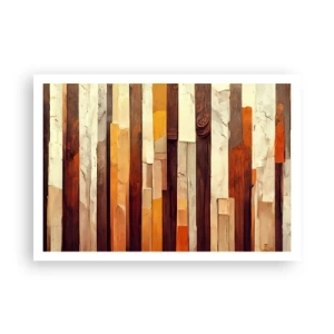 Plakat - Geometryczna kompozycja w odcieniach drewna i złota - 100x70cm - Hymn leśnych drzew - Nowoczesna dekoracja ścienna do salonu i sypialni ARTTOR