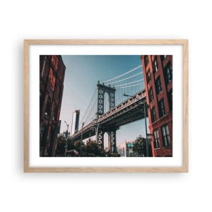 Plakat w ramie jasny dąb - Nad falami miasta - 50x40 cm