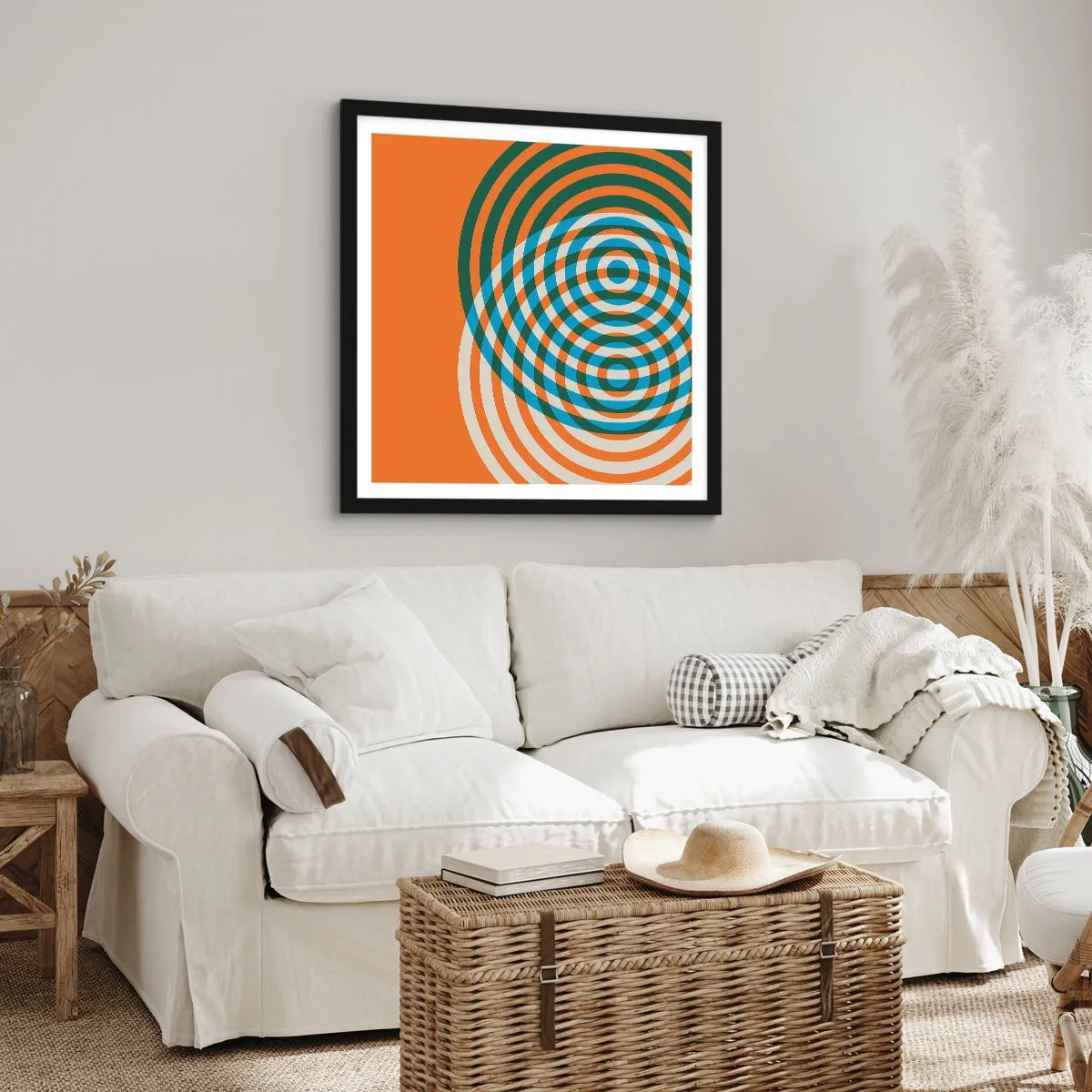 Plakat w czarnej ramie - Abstrakcyjna wariacja kolista - 60x60 cm