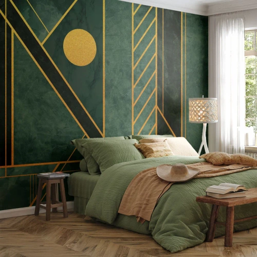 Fototapeta Premium Sand - Dynamika złota i lazuru - Abstrakcja, Sztuka, Wzór Geometryczny - 500x350 cm