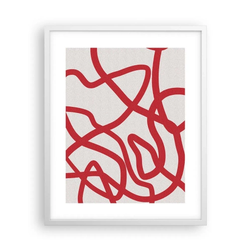 Plakat w białej ramie - Czerwono na białym - 40x50 cm