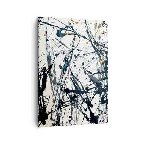 Obraz na płótnie - Ekspresyjna abstrakcja w stylu action painting z dynamicznymi liniami - 50x70cm - Abstrakcja ekspresjonistyczna - Nowoczesna dekoracja ścienna do salonu, kuchni i sypialni ARTTOR