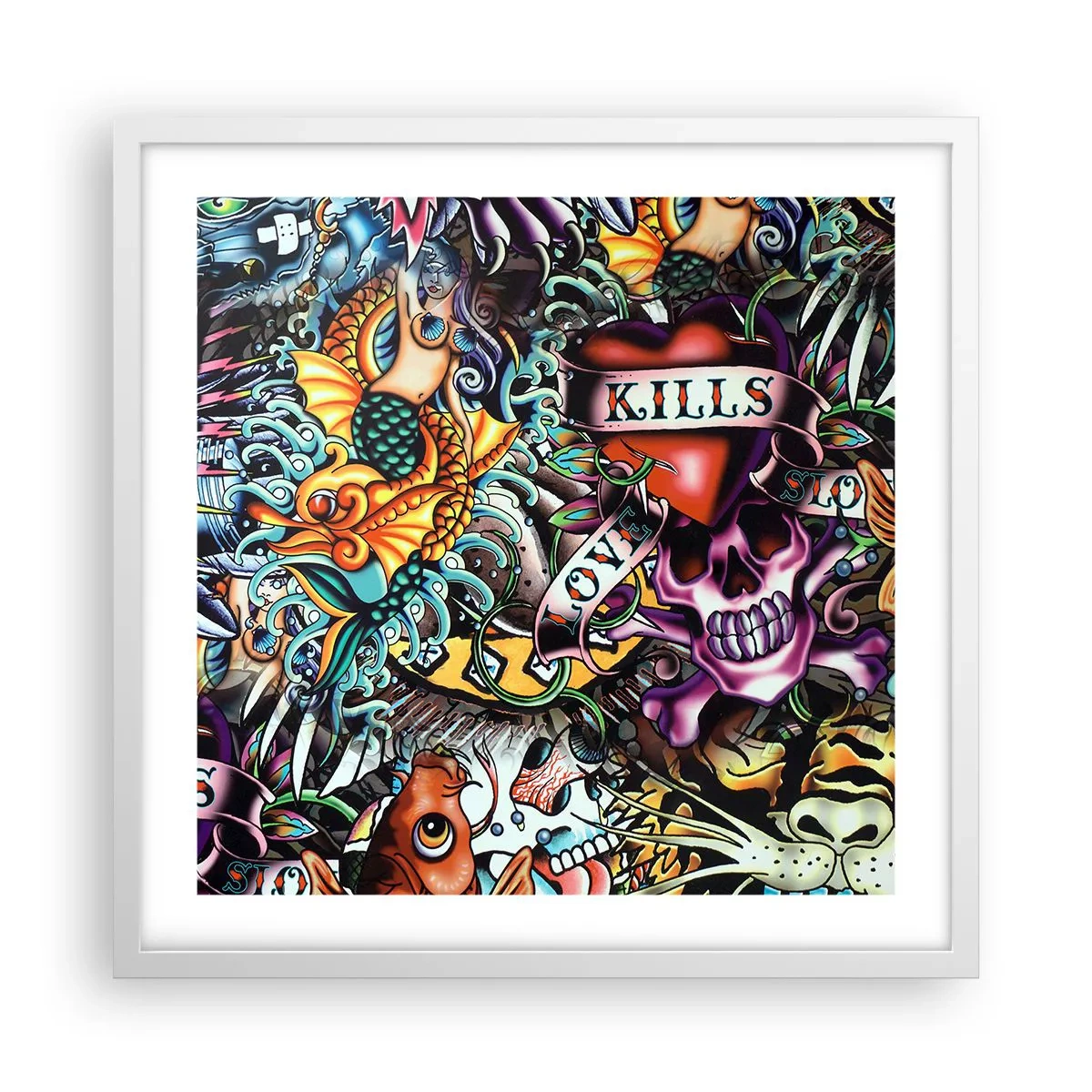 Plakat w białej ramie - Sen tatuażysty - 50x50 cm