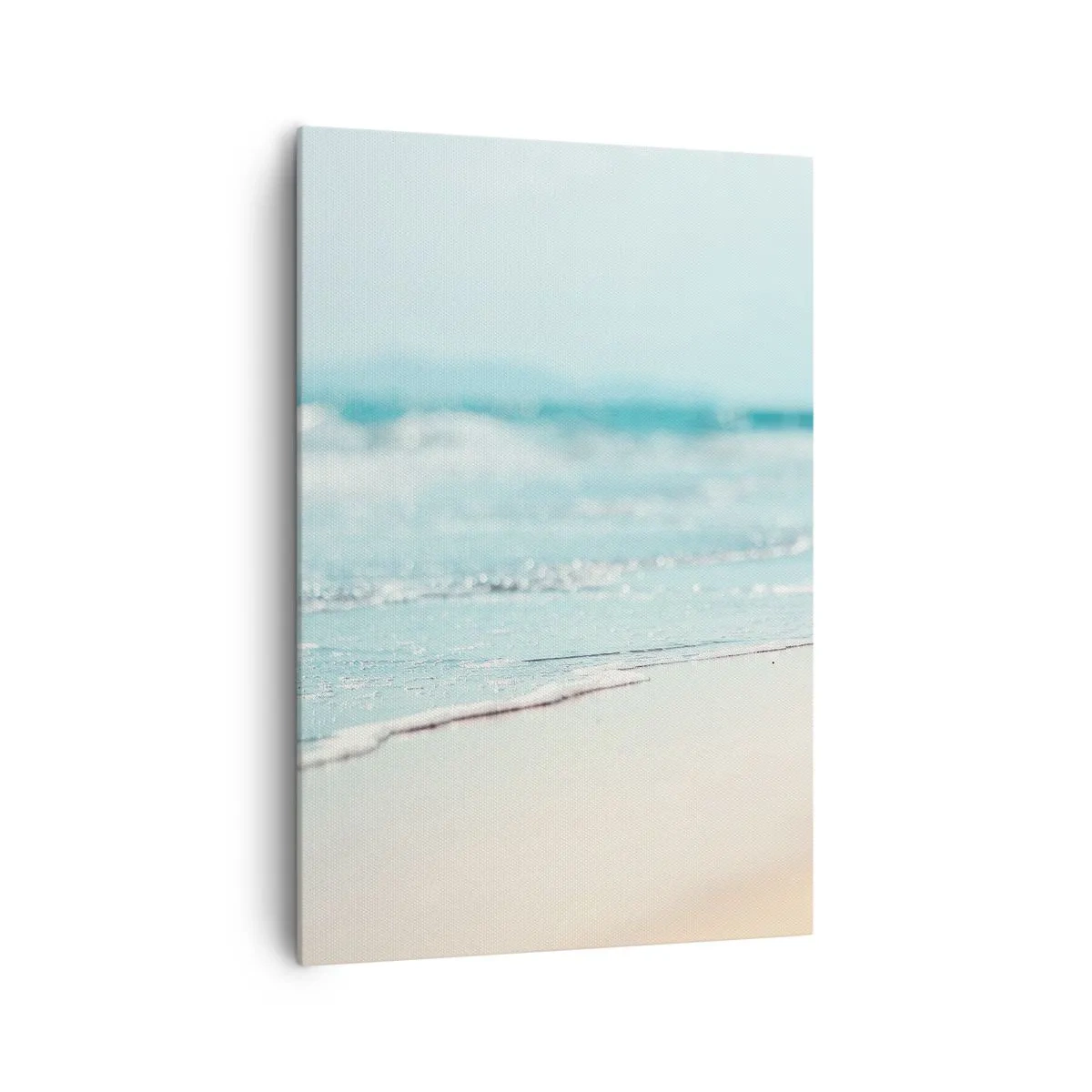 Obraz na płótnie - Delikatne fale oceanu na piaszczystej plaży - 70x100cm - Ciepło i szum - Nowoczesna dekoracja ścienna do salonu i sypialni ARTTOR