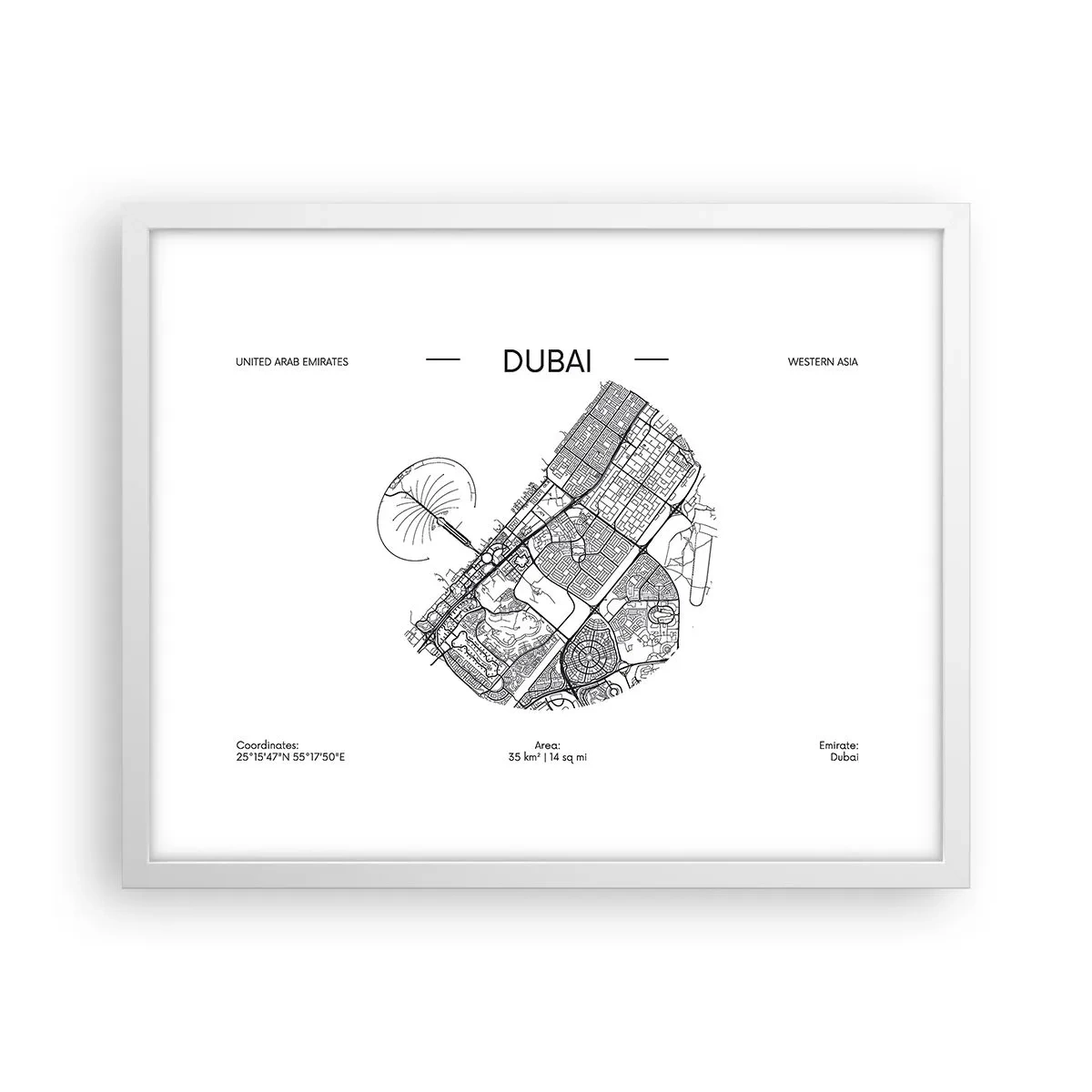 Plakat w białej ramie - Anatomia Dubaju - 50x40 cm