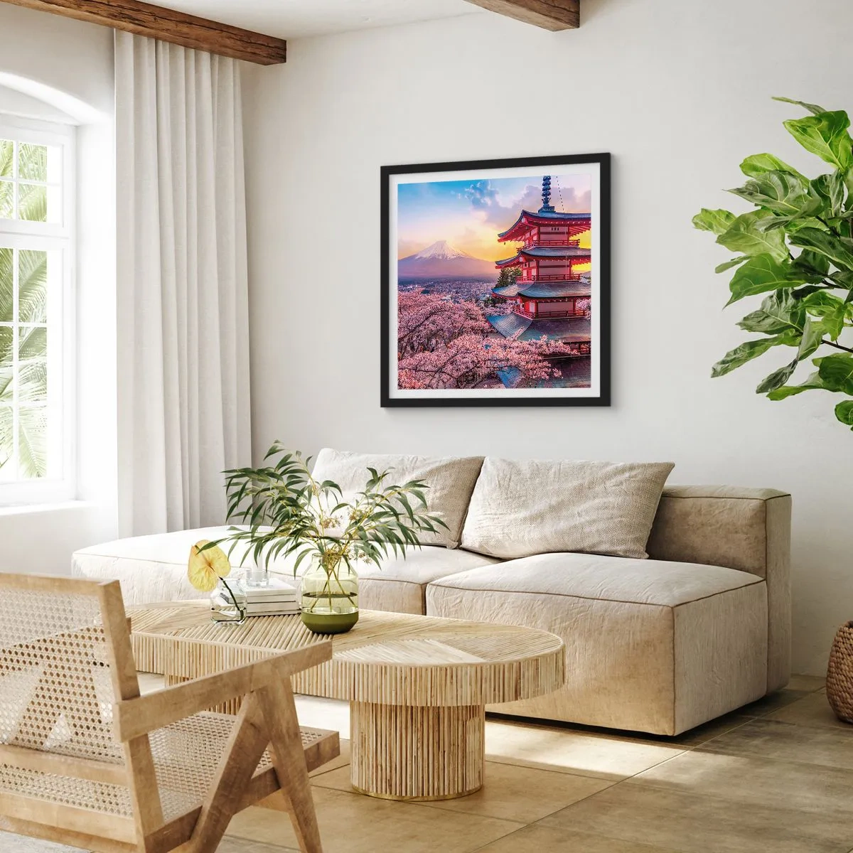 Plakat w czarnej ramie - Esencja japońskiego ducha - 50x50 cm