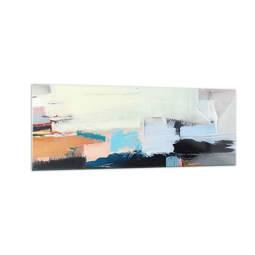 Obraz na szkle - Kolorowa abstrakcja z dynamicznymi pociągnięciami pędzla - 140x50cm - Jest metoda? - Nowoczesna dekoracja ścienna do salonu i sypialni ARTTOR