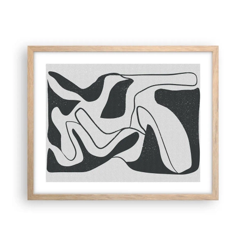 Plakat w ramie jasny dąb - Abstrakcyjna zabawa w labiryncie - 50x40 cm