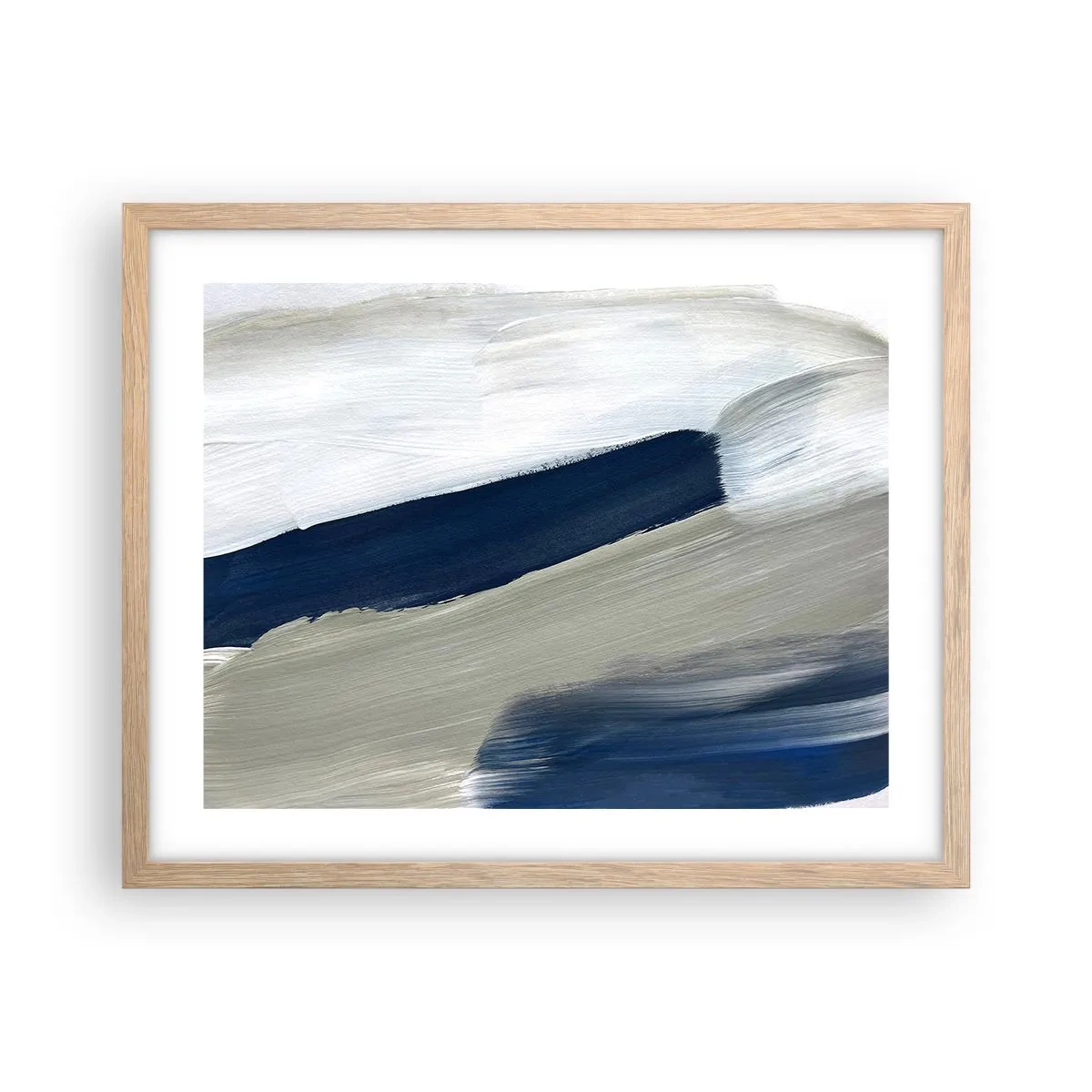 Plakat w ramie jasny dąb - Spotkanie z bielą - 50x40 cm