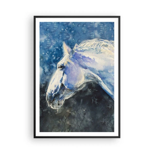 Plakat w czarnej ramie - Portret w błękitnej poświacie - 70x100 cm