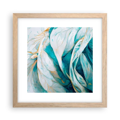 Plakat w ramie jasny dąb - Błękitna abstrakcja z motywem złota - 30x30 cm