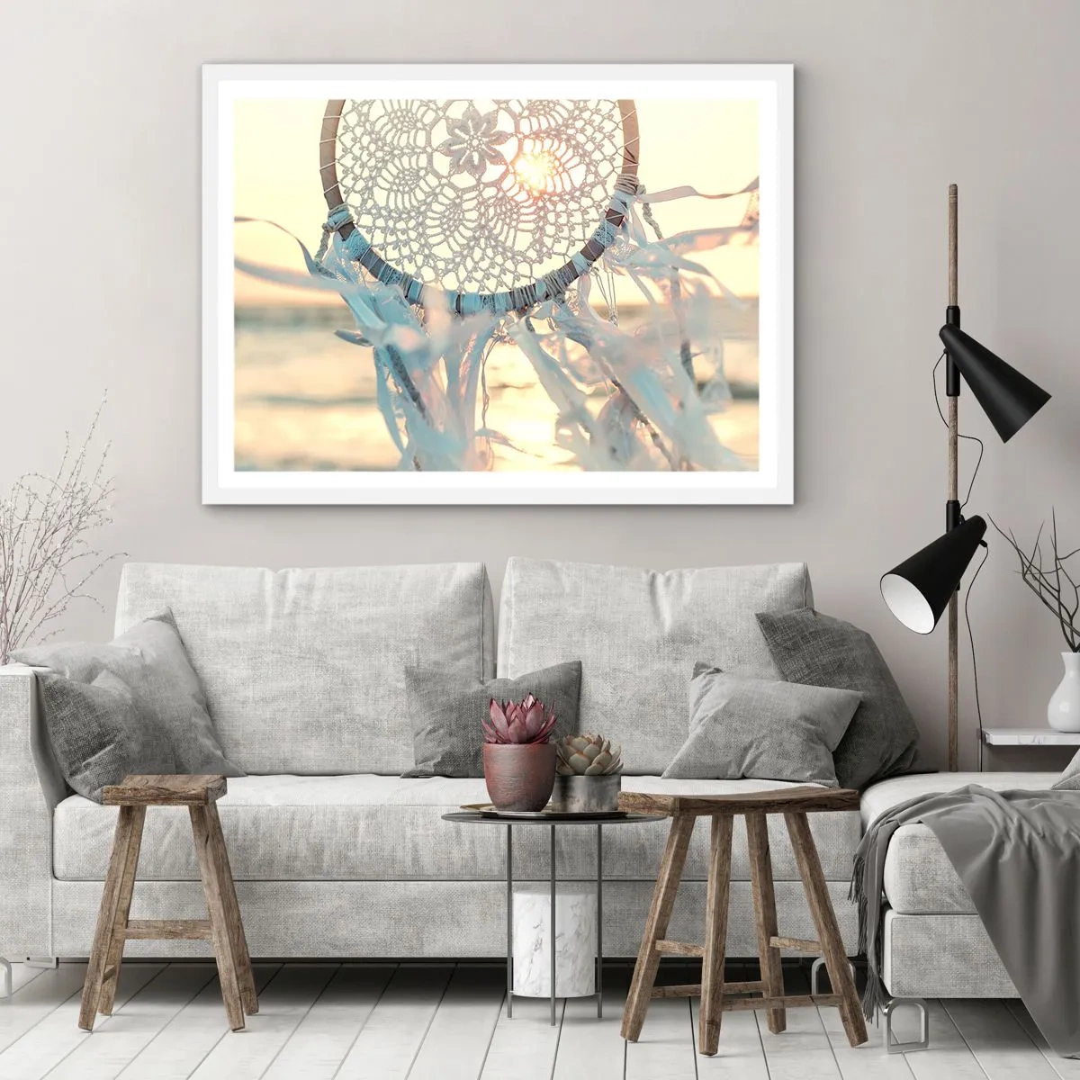 Plakat w białej ramie - Koronkowy totem - 70x50 cm