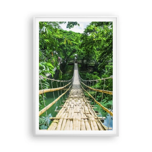 Plakat w białej ramie - Małpi most nad zielenią - 70x100 cm