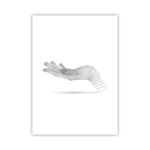 Plakat - Abstrakcyjna ręka z linii na białym tle - 50x70cm - Sprężysta dłoń - Nowoczesna dekoracja ścienna do salonu, kuchni i sypialni ARTTOR