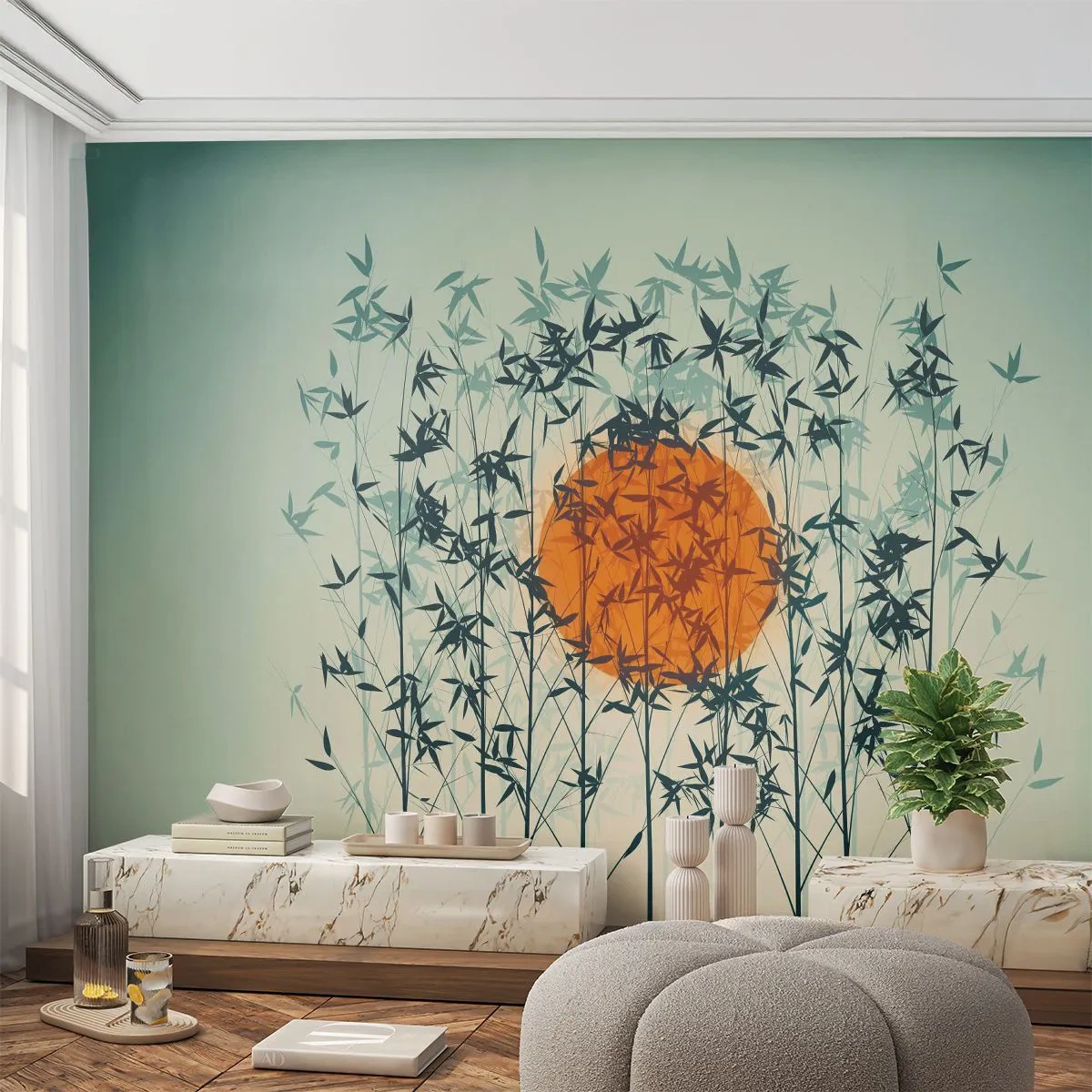 Fototapeta Samoprzylepna Deluxe Sticker - Japońskie słońce - Abstrakcja, Grafika, Egzotyka - 250x175 cm