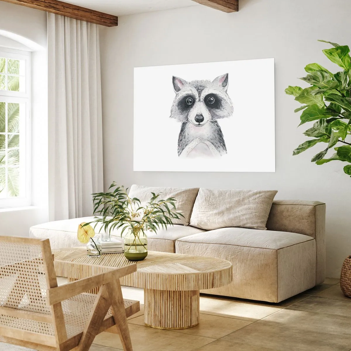 Plakat - Uroczy portret szopa na białym tle - 100x70cm - Chwila na wzruszenie - Nowoczesna dekoracja ścienna do salonu i sypialni ARTTOR