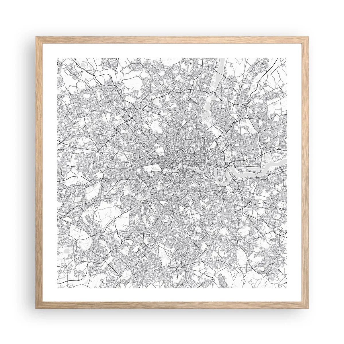 Plakat w ramie jasny dąb - Mapa londyńskiego labiryntu - 60x60 cm