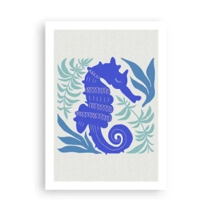 Plakat - Stylizowany konik morski otoczony roślinnością - 50x70cm - Na podwodnej łące - Nowoczesna dekoracja ścienna do salonu, kuchni i sypialni ARTTOR